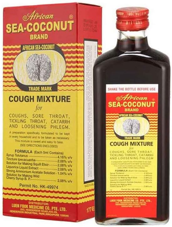 African Sea Coconut Cough Mixture Sore Throat 6oz