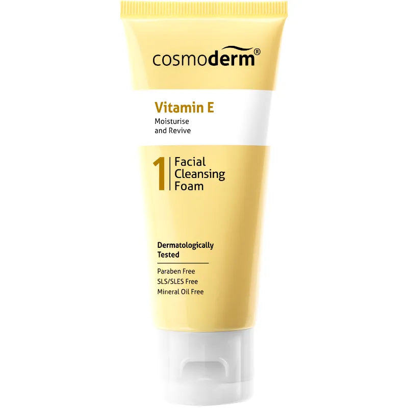 Cosmoderm Vitamin E Facial Cleansing Foam – Gentle Skincare Wash 50ml