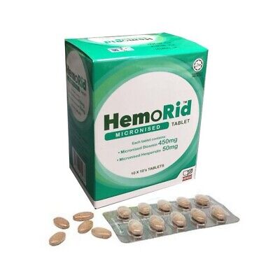 Hemorid Micronized Diosmin Hesperidin Treatment of Hemorrhoids/Piles 100's
