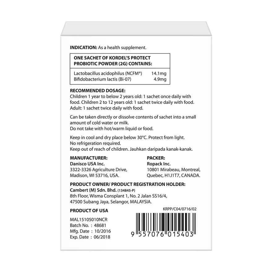 Protect Probiotic 10 billion CFU Powder Sachet 20s Vanilla Flavour