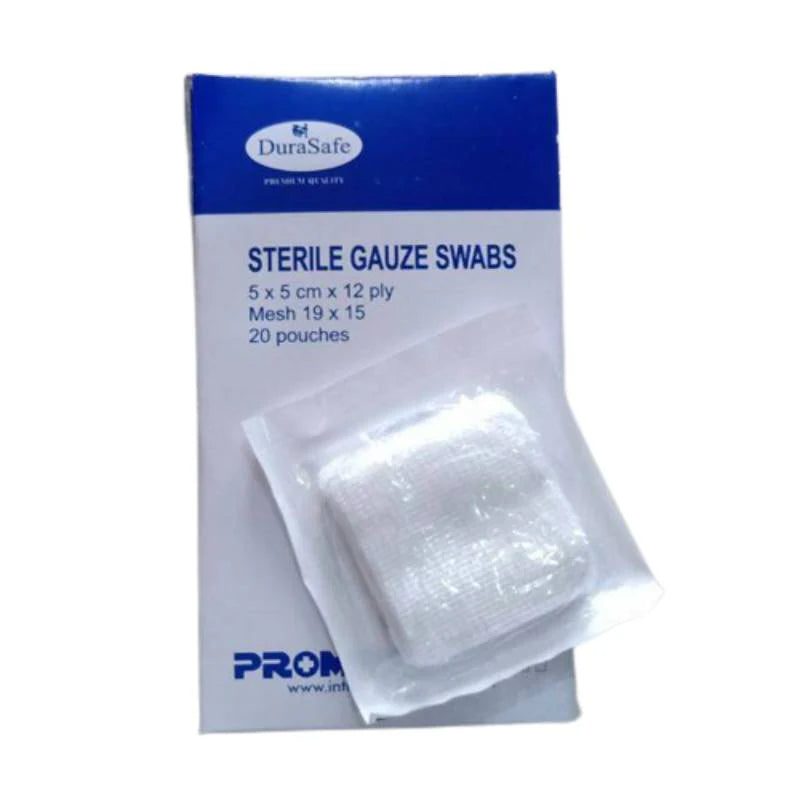 Sterile Gauze Swabs 5x5cm 12 Ply 20 Pounches Per Box