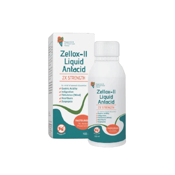 Zellox Double Strength Liquid Antacid 100ml Relief Of Gastric Acidity