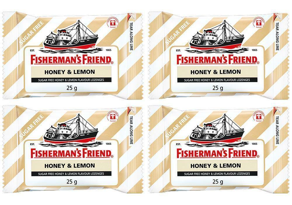 4 packs x 25g Fisherman s Friend Honey + Lemon Flavour Lozenges Sugar Free Candy - iRFA.COM