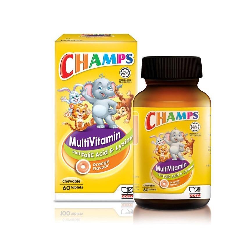 Champs Multivitamin Plus Folic acid & Lysine Orange 60’s - iRFA.COM