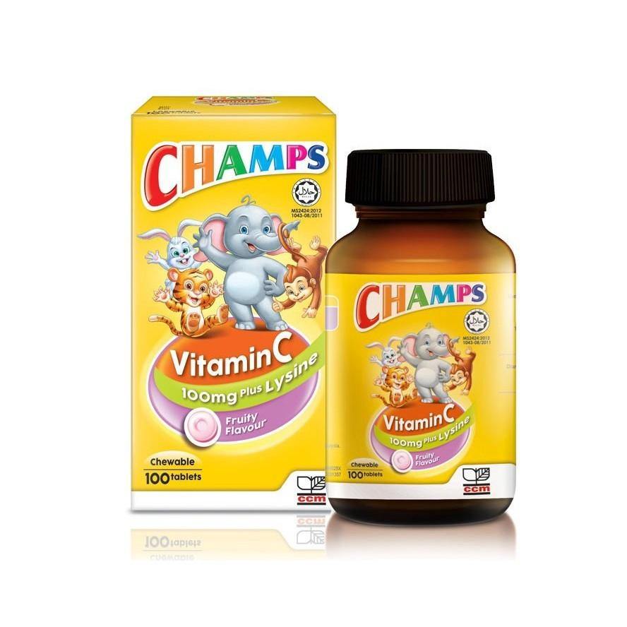 Champs Vitamin C 100mg Plus Lysine Fruity 100's - iRFA.COM