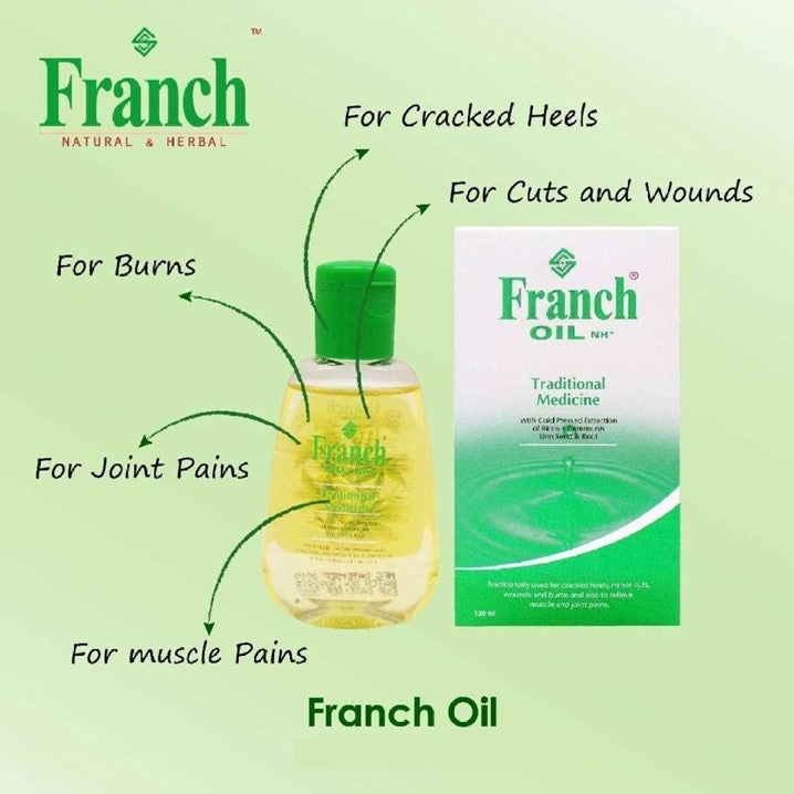 Franch Oil Bottles Traditional Massage Medicine 55ml, Burns,Wounds,Mosquito Bites