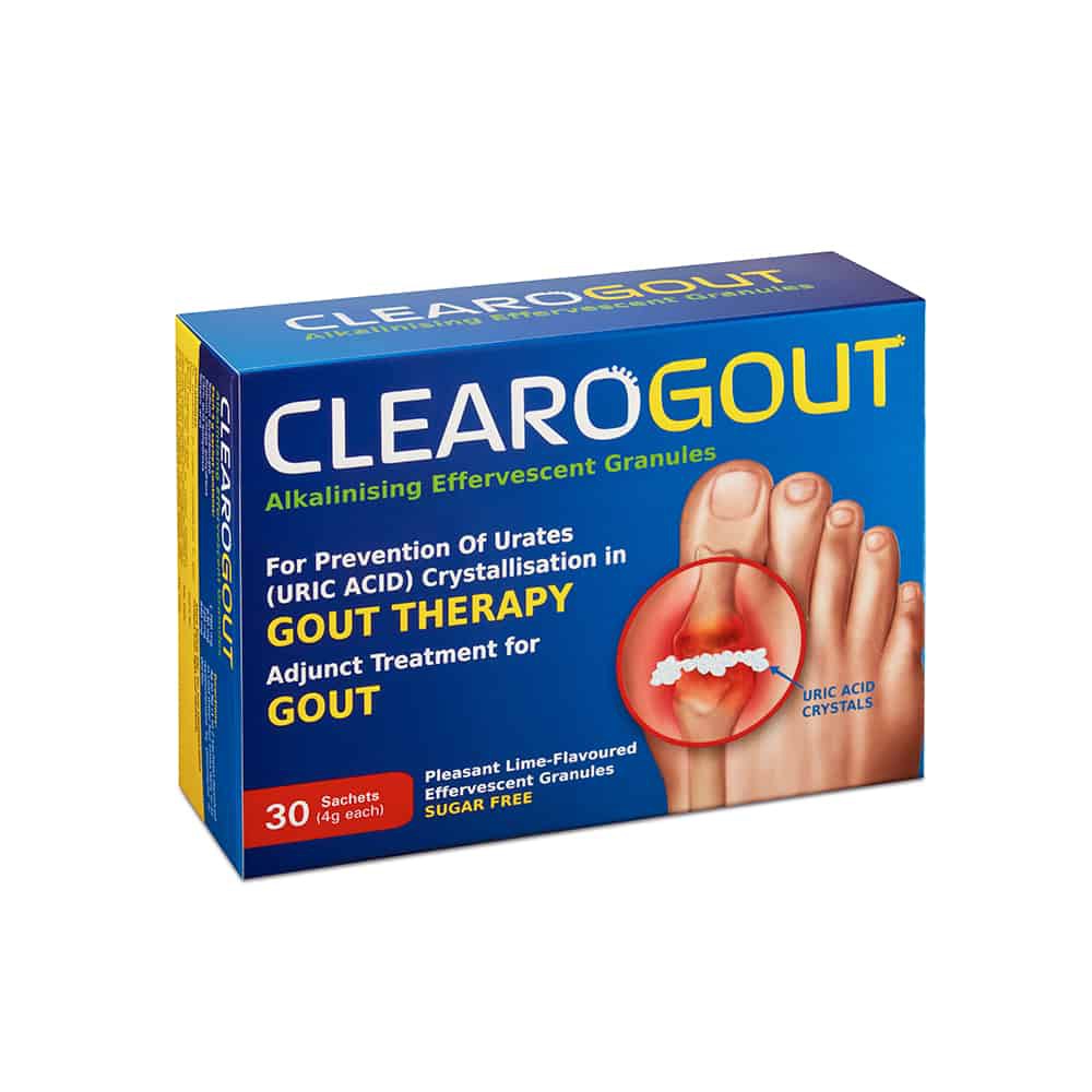 Clearogout Immediate Gout Pain Relief Treatment for gouty arthritis Level Flare Up Cure 30 + 5 Free Sachets
