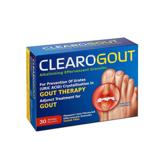 Clearogout Immediate Gout Pain Relief Treatment for gouty arthritis Level Flare Up Cure 30 + 5 Free Sachets