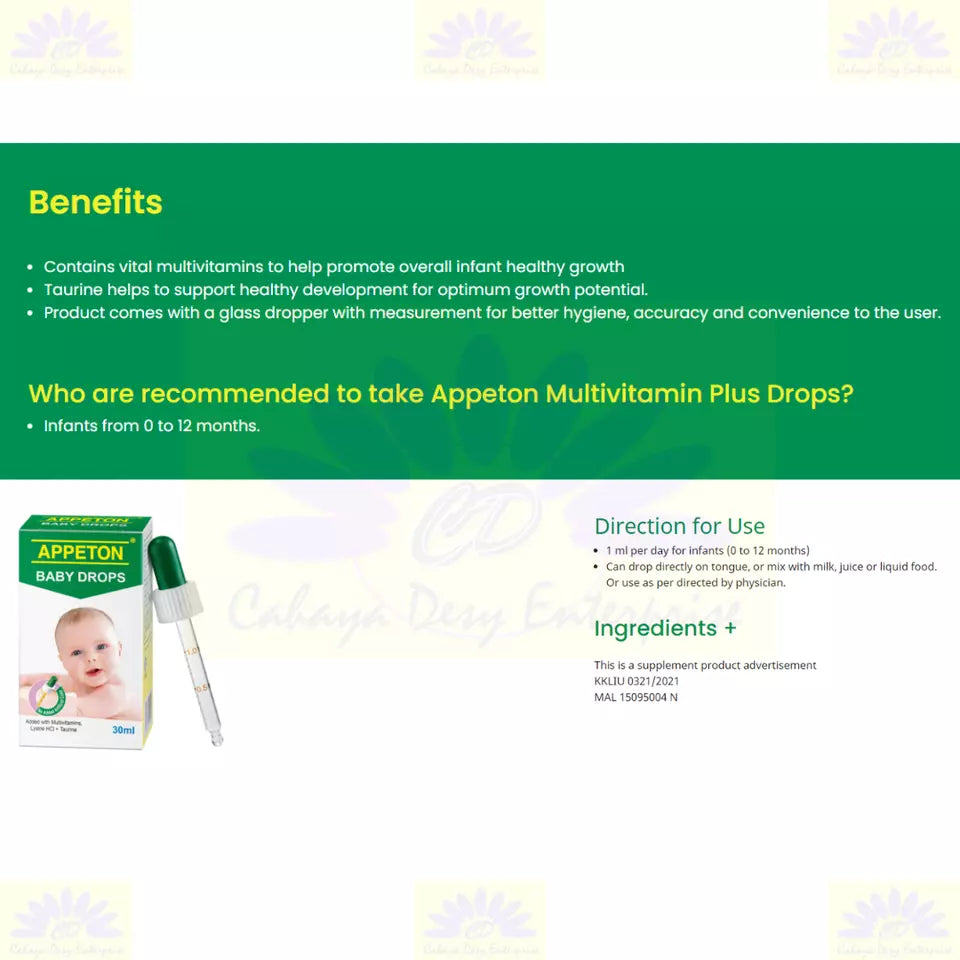 Appeton Multivitamin Infant Drops 30ml for Babies Weight Gain Growth