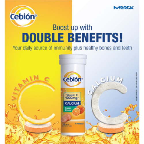 Cebion Vitamin C 1000mg Effervescent Tablet, 10's X 4 Orange Flavor  - iRFA.COM